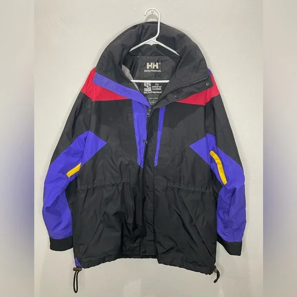 ジャケット・アウター Helly Hansen 90s Logo Mountain Parka Vintage 90s Helly Hansen Big Logo Multicolour Jacket | L